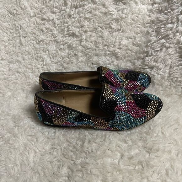Steve Madden synthetic Multi color Rhinestones loafers leather soles SZ7 - Picture 2 of 11